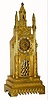 C.1839, French, Henry Banister, Paris, Cathedral form, gilt ormolu clock with signed silk thread susp movement. 