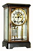 C.1905, Jennings Brothers, Chicago, logo on an Ansonia "Crystal" brass and glass clock. 