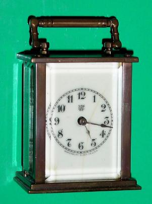 C.1912, Waterbury Clock Co, SPECK, mini timepiece carriage clock, brass case, 30-hour. — Antique Clocks Price Guide