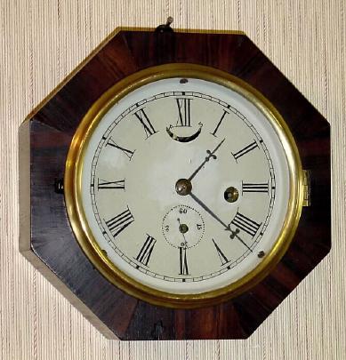 C.1865, E. N. Welch, Rosewood Octagon gallery clock, lever movement, 8-day. — Antique Clocks Price Guide