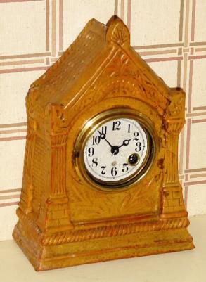 C.1870, Terregina Clock Co. Boston, Mass, pottery or terra cotta molded clock case with Terry patent pendulette movement. — Antique Clocks Price Guide