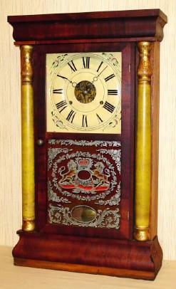 C.1870, Seth Thomas, 30 Hour Column clock, retailed in Canada and with Canadian tablet showing royal crest: facing lions. — Antique Clocks Price Guide