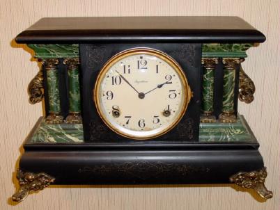 C.1920, E. Ingraham and Co., ADRIAN classic black mantel clock, 8-day time and strike. — Antique Clocks Price Guide