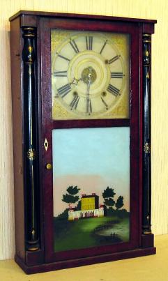 C.1835, Edward M. Barnes, Bristol, Conn, 30 hour wood works, t/s, column and splat [less splat, wrong mov't]. — Antique Clocks Price Guide