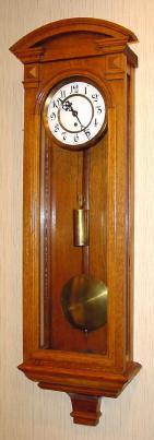 C.1900, German, Gustav Becker, Oak cased timepiece, single weight with porcelain dial. — Antique Clocks Price Guide