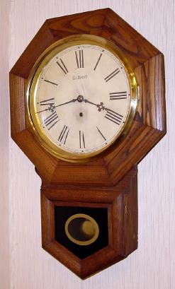 C.1920, Wm. L. Gilbert, 12 Inch Drop Octagon, in oak, 8-day time only. — Antique Clocks Price Guide