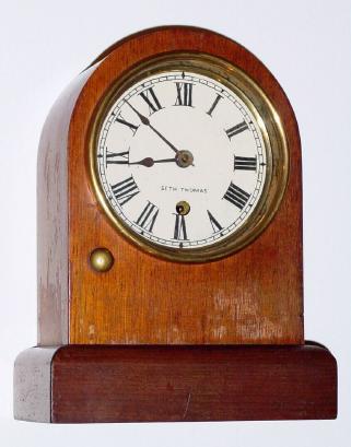 C.1881, Seth Thomas Clock Co., Cabinet "T", 8-day round top cottage timepiece. — Antique Clocks Price Guide