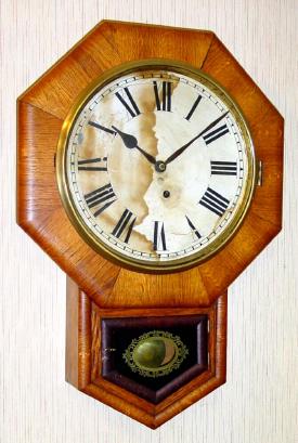 C.1901, Ansonia, 12 INCH DROP OCTAGON, R.C., 8-day time only, spring mov't — Antique Clocks Price Guide