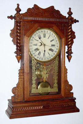 C.1891, Waterbury Clock Co., "Buffalo", 8-day time/strike calendar clock. — Antique Clocks Price Guide