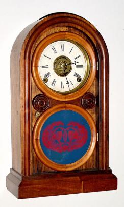 C.1857, E. Ingraham and Co., "Venetian", 8-day time/strike/alarm mantel clock. — Antique Clocks Price Guide