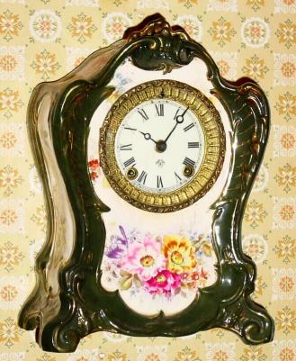 C.1910, Ansonia, Royal Bonn, La Pau, porcelain china clock, 8-day time and strike. — Antique Clocks Price Guide