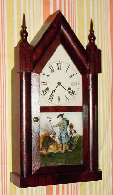 C.1870, Waterbury Clock Co., 30-hour time/strike steeple clock. — Antique Clocks Price Guide
