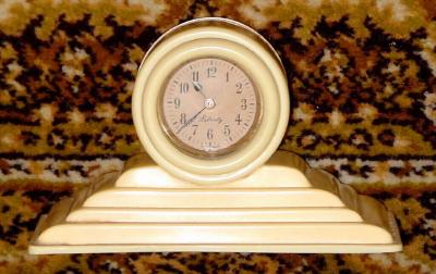 C.1920, German LIBERTY brand celluloid tambour clock, 30 hour rear wind. — Antique Clocks Price Guide