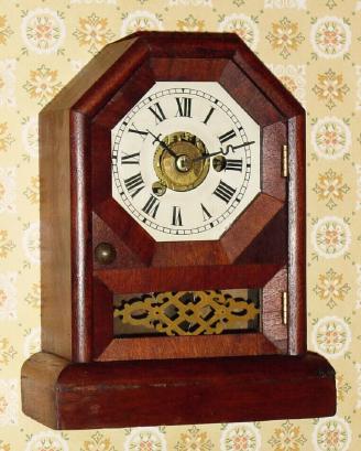 C.1870, Seth Thomas Clock Co., Cottage "E", Octagon top, 30-hour time/alarm cottage timepiece — Antique Clocks Price Guide