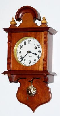 C.1982, Miniature German Free-swinger reproduction, 8-day timepiece. — Antique Clocks Price Guide