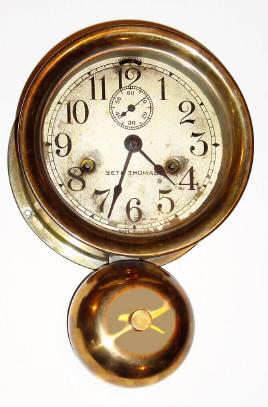 C.1930, Seth Thomas Outside Bell, Ship's bell, 30 hour in a nickeled brass case. — Antique Clocks Price Guide