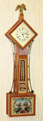 C.2004 (dated) Wayne R. Cline, Bowling Green, KY, mini Diamond Head Banjo clock with 8-day lever movement. — Antique Clocks Price Guide