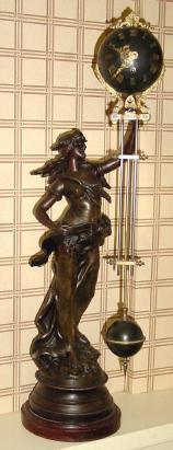 C.1890, French, Patinated Spelter Swinging Mystery timepiece or "swing clock", 8-day, "Brise d Automne". — Antique Clocks Price Guide