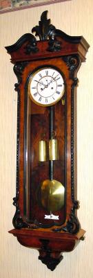 C.1890, German, 2-Weight "Vienna Regulator", in a burled walnut case with ebonized trim. — Antique Clocks Price Guide