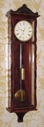 C.1840, Austrian, Biedermeier, 30-Day, one weight wall regulator in mahogany with satinwood banding, interesting scalloped door, inside and outside edge. — Antique Clocks Price Guide