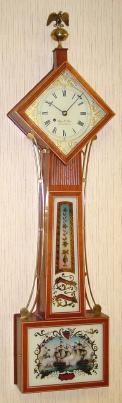 C.2001 (dated) Wayne Cline, Bowling Green, KY, repro Diamond Head banjo, weight driven, 8-day. — Antique Clocks Price Guide