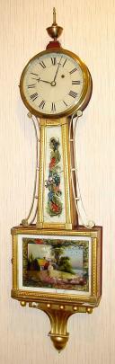 C.1840, Unsigned Mass Banjo, Presentation, gold front, 8-day single weight. — Antique Clocks Price Guide