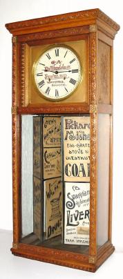 C.1900, New York State, Unusual Advertising Clock with Seth Thomas double spring time movement, 8-day. — Antique Clocks Price Guide