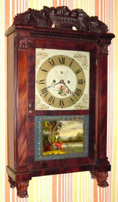 C.1835, R. E. Northrop, New Haven, Conn., 8-day time/strike Salem Bridge shelf clock. — Antique Clocks Price Guide