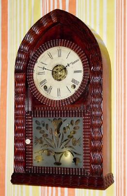 C.1845, Forestville Manufacturing Co., (J.C. Brown) 8-day time/strike/alarm full ripple beehive shelf clock. — Antique Clocks Price Guide