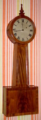 C.1840, Attleboro, Mass. area weight banjo clock, with mahogany panels. — Antique Clocks Price Guide