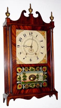 C.1825, Bishop and Bradley, 30-hour time/strike wood movement pillar and scroll shelf clock. — Antique Clocks Price Guide
