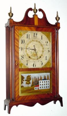 C.1825, Seth Thomas, Plymouth, Conn, 30-hour time/strike wood movement pillar and scroll shelf clock. — Antique Clocks Price Guide