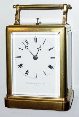 C.1835-40, French, Promoli and Hausburg retailers of possible Garnier carriage clock, one piece brass case with lifting panel at rear for access, and winding /setting through shutter. — Antique Clocks Price Guide