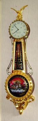 C.2003 (dated) Wayne R. Cline, Bowling Green, KY, repro girandole, gilt front with Aurora tablets, 8-day, weight. — Antique Clocks Price Guide