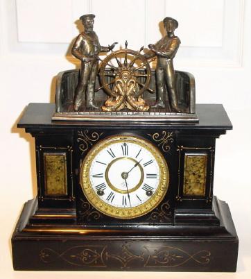 C.1885, Ansonia Clock Co., MECHANICAL CLOCK, 8-day time and strike automaton. — Antique Clocks Price Guide