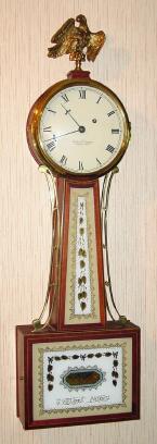 C.1979 (dated) Foster S. Campos, Pembroke, Mass, Willard's Patent timepiece reproduction, 1-wt, 8-day, cross banded mahogany case. — Antique Clocks Price Guide