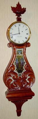C.2001, Foster S. Campos, Pembroke, Mass, lyre banjo in mahogany, 8-day 1-weight. — Antique Clocks Price Guide