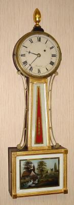 C.1830, J. Seward, Boston area banjo clock, 1-wt, 8-day. — Antique Clocks Price Guide