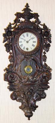 C.1890, German, Philip Haas, small wall regulator, 8-day, time only, in an intricately CARVED case. — Antique Clocks Price Guide