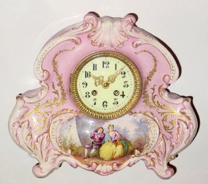 C.1900, French, Japy Bros, Paris, Porcelain china clock, 8-day time and strike. — Antique Clocks Price Guide