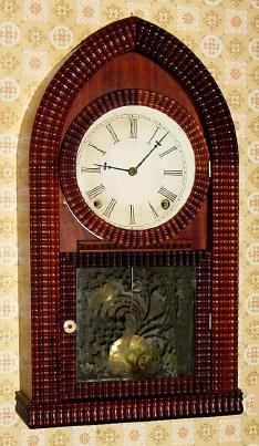 C.1855, E. N. Welch, Forrestville, Conn, full ripple beehive shelf clock, 8-day time and gong strike. — Antique Clocks Price Guide