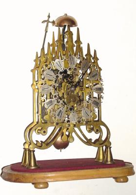 C.1975, Spanish, Marton and Gain, 2-fusee, full striking skeleton clock, less dome. — Antique Clocks Price Guide