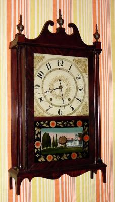 C.1825-35, Mixed lot Pillar and Scroll, a likely Ives movement in a restored case with the back from a column and splat bearing label of Hotchkiss and Fields, Burlington, Conn. — Antique Clocks Price Guide