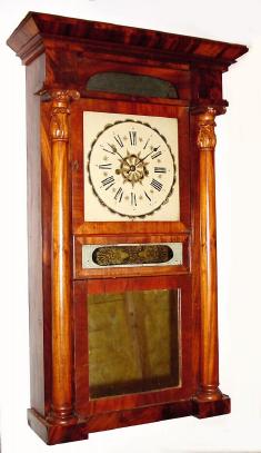 C.1836, E. W. Adams, 8-day time/strike column and cornice shelf clock. — Antique Clocks Price Guide