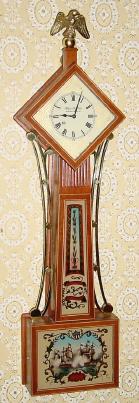C.2004 (dated) Wayne R. Cline, Bowling Green, KY, mini Diamond Head Banjo clock with 8-day lever movement. — Antique Clocks Price Guide