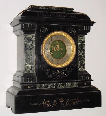 C.1900, French, Marble 8-day time/strike mantel clock with open escapement. — Antique Clocks Price Guide