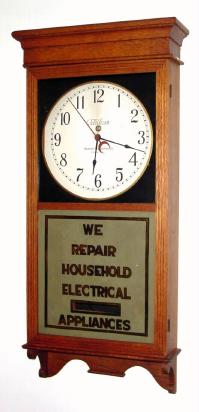 C.1910, Sessions Clock Co., "Regulator No. 2", wall regulator, electrified, advertising. — Antique Clocks Price Guide