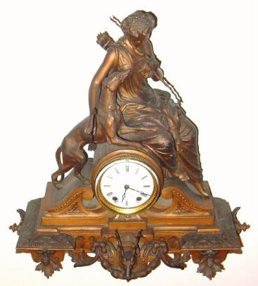 C.1874, Seth Thomas' Sons and Co, NY, No. 8023, Huntress figural mantel clock. — Antique Clocks Price Guide