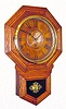 C.1920, Sessions, DROP OCTAGON, 12", short drop solid oak school clock, time only.