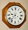 C.1913, New Haven Clock Co., WOOD LEVER, solid oak case with original painted 10 inch dial.